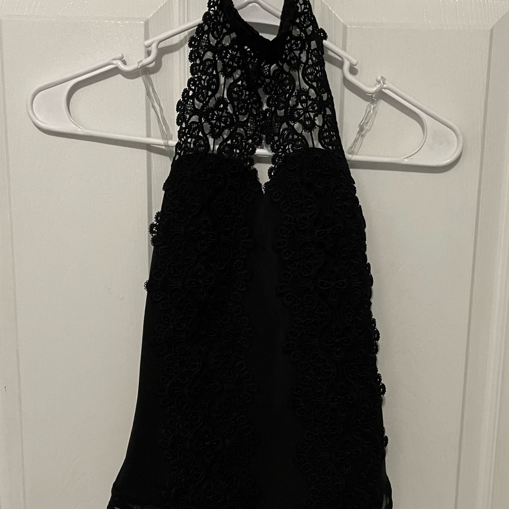 Charlotte Russe Black Bodysuit One Piece Lace Halter Neck Women's Size S - Picture 1 of 10